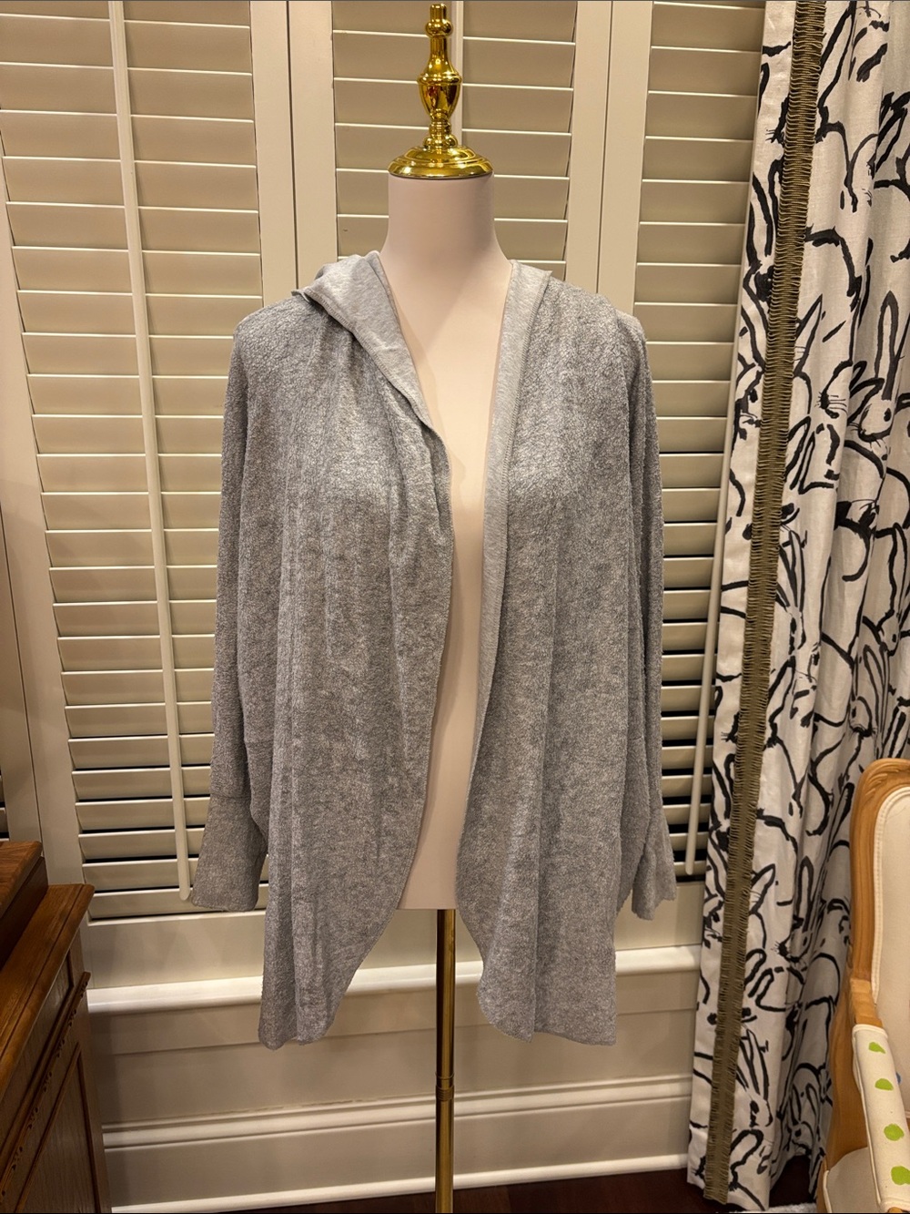 Cozy Hooded Open-Front Women's Sweater Cardigan - Light Gray